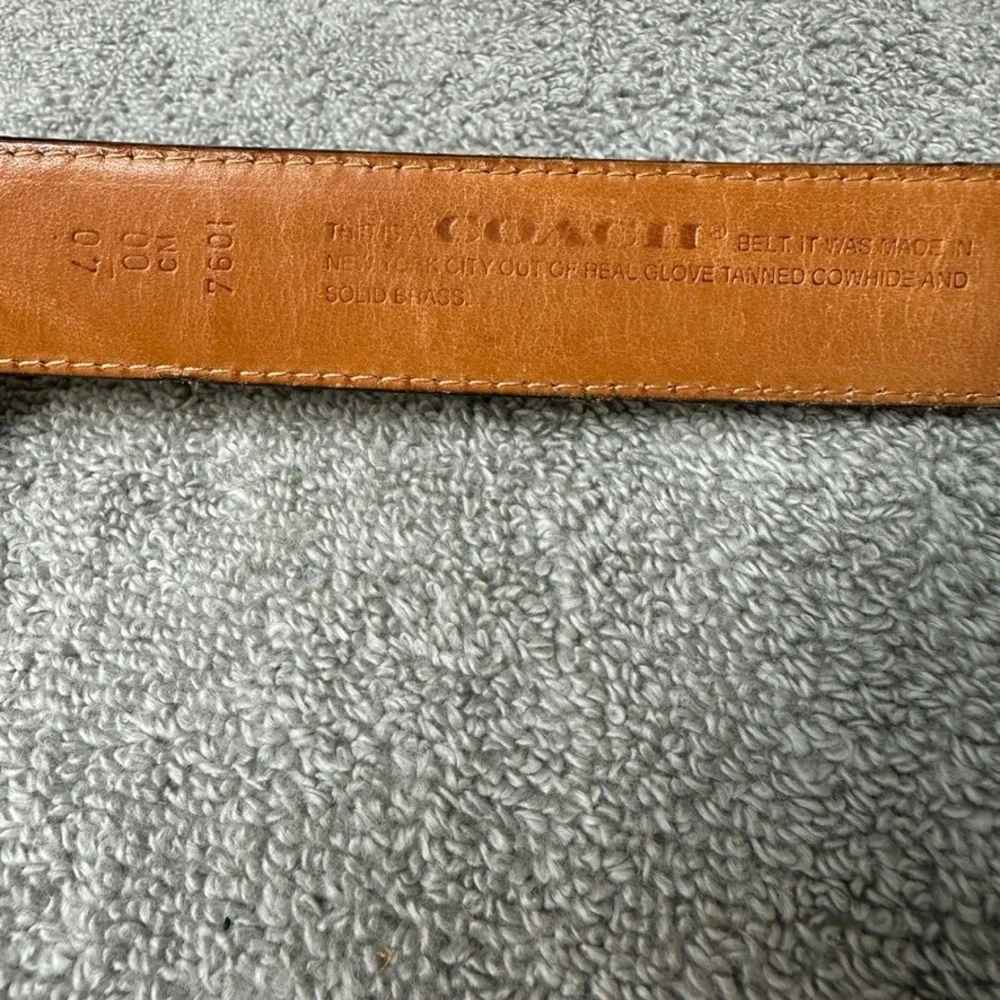 Vintage Coach Black Glove Tanned Leather Belt Solid Brass Buckle 7601 40 Mens